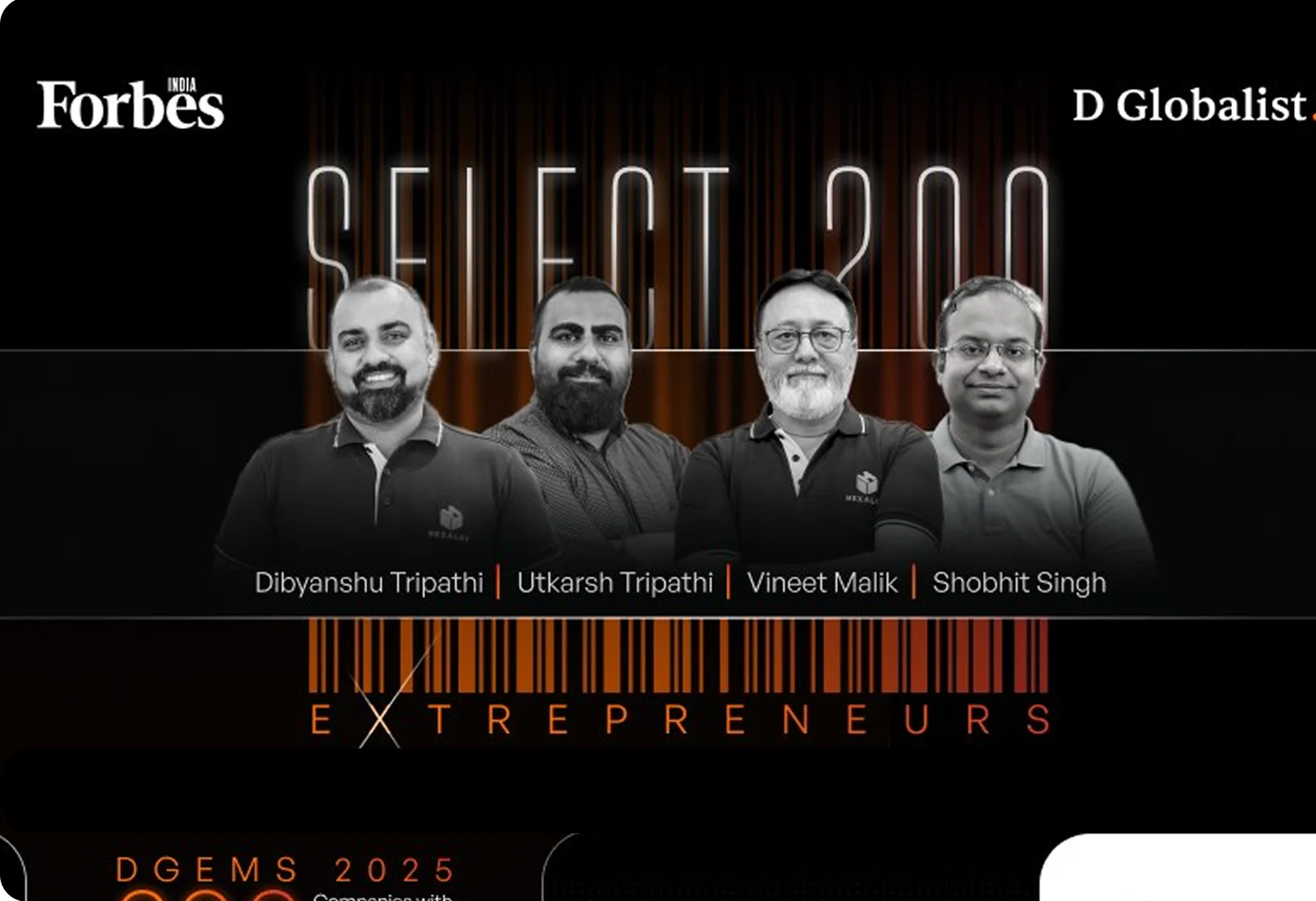 Forbes India and D Globalist Select 200: Hexalog founders Dibyanshu Tripathi, Utkarsh Tripathi, Vineet Malik and Shobhit Singh